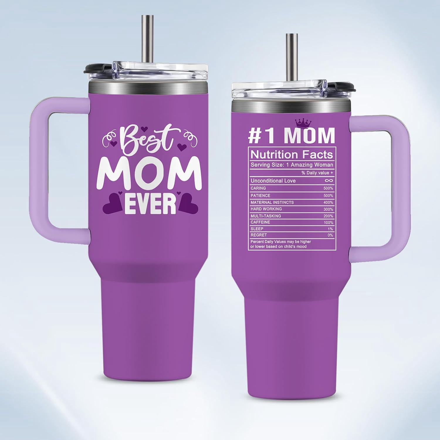 Gifts for Mom from Daughter Son - Best Mom Ever Gifts Cups Tumbler with Handle 40oz Christmas Birthday Present Drinking Cup for Moms, Mama, New Moms, Best Mother Stainless Steel Coffee Travel Mugs