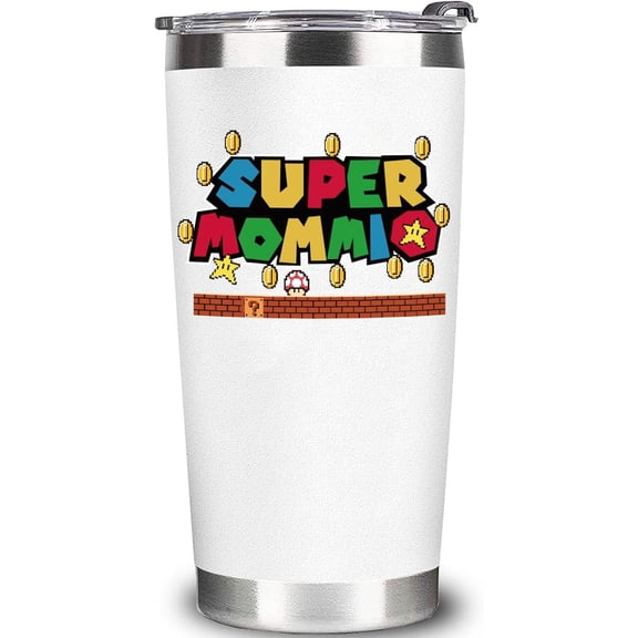 Gifts for Mom From Daughter Son - Birthday Gifts for Mom - Mom Tumbler 20oz Super Mommio Cup - Gifts for Mom From Daughter, Son, Husband for Valentines Day, Birthday - Super Mommio Gifts