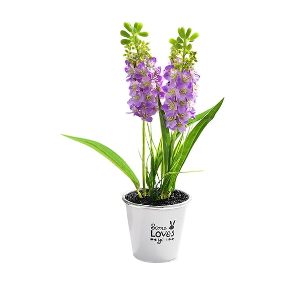 Gifts for Mom from Daughter Son Hyacinth Bonsai Plastic Potted Plants Simulated Silk Flower Lifelike Home Decoration Suitable For Desktop Office And Wedding Centerpiece Decoration