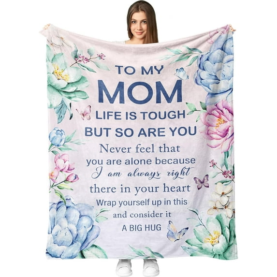 Gifts for Mom from Daughter Son, Mom Birthday Gifts, Best Mom Gifts from Daughters, Mother Gifts Throw Blanket 60" X 50", Christmas Mothers Day Birthday Gifts for Mothers Unique