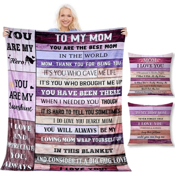 Gifts for Mom from Daughter or Son - to My Mom Blanket Mother''s Day,Thanksgiving,Christmas, Birthday Gifts for Mom Soft Flannel Hug Mother Letter Throw Blanket 60" x 50"