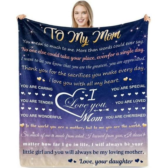 Gifts for Mom from Daughter, Throw Blanket for Mom Women, Mom Gifts Cozy Fleece Flannel Mother Blanket, I Love You Mom Soft Blanket, Mother‘s Day Blanket Birthday Gifts, 50" x 60"