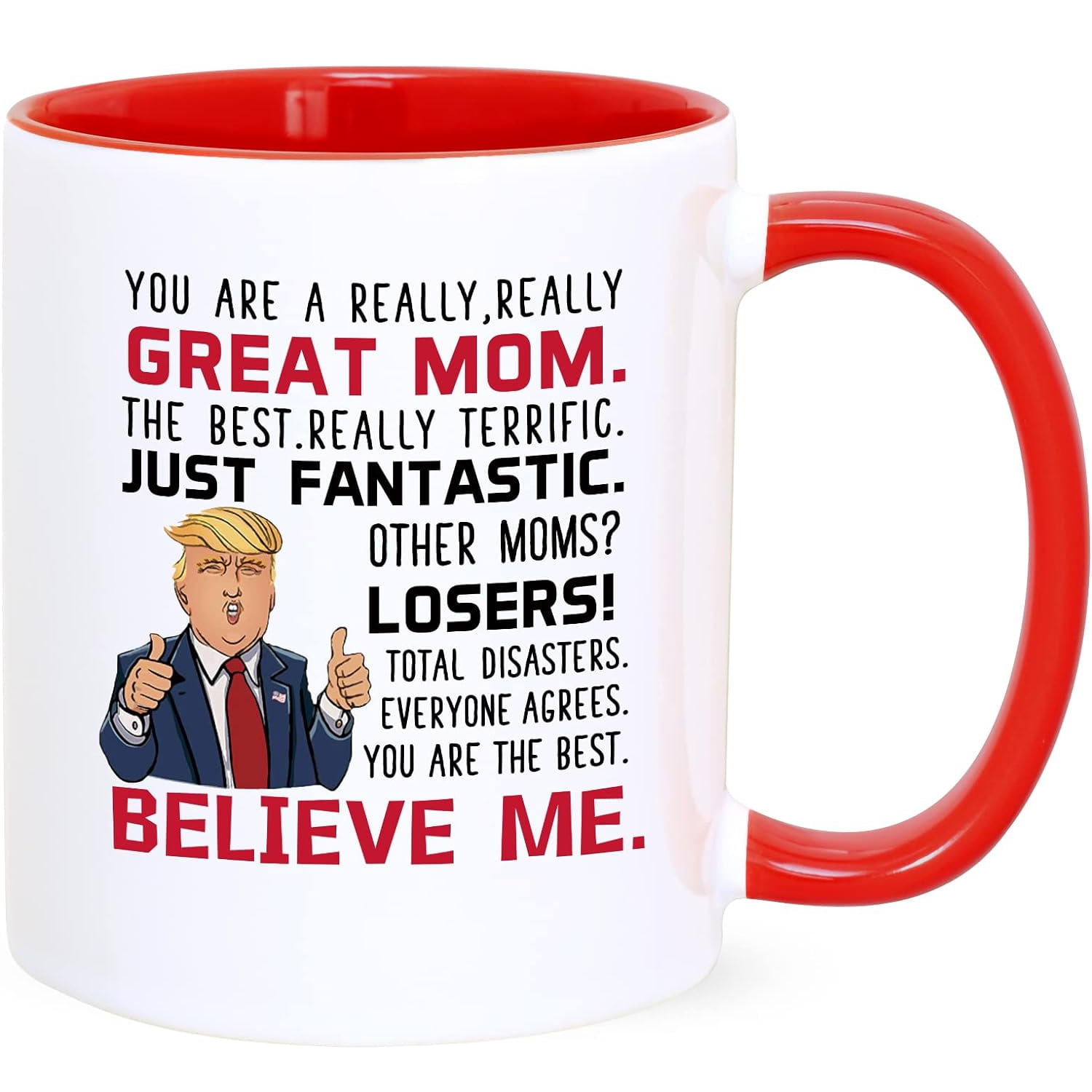 Gifts for Mom - Great Mom Mugs, Funny Mom Cup Gifts from Daughter Son, Mothers Day Gifts, Christmas Gifts, Birthday Gifts, Futtumy White Red 11 fl oz Coffee Mugs Ceramic Mug Tea Cup