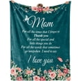 thumbnail image 1 of Gifts for Mom,Mom Birthday Gifts,Christmas,Birthday Gifts for Mom,Best Mom Gifts from Daughter,Son,Super Warm,Soft Love You Mom Throw Blanket with Floral & Letter Print 50" x 60"-Violet, 1 of 5
