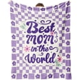 thumbnail image 1 of Gifts for Mom, Mom Checkered Blanket Gifts, Mom Birthday Gifts from Daughter Son, Mother Gift Ideas for Birthday Mothers Day Christmas Valentines, Purple Throw Blanket 60"×50", 1 of 6