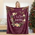 thumbnail image 1 of Gifts for Mom, Mom Gifts, Mom Birthday Gifts, Christ-mas Gifts for Mom from Daughter, Mom Gifts from Son, I Love You Mom Blanket, Soft Flower Throw Blanket 60" x 50", Blue, 1 of 5