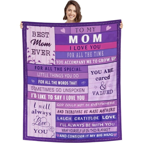 Gifts for Mom, Mom Gifts, Mom Birthday Gifts Ideas, Birthday Gifts for Mom, Mom Blanket Soft & Warm, Best Gift from Daughter Son for Mothers Day Christmas 60x50 Inch Purple