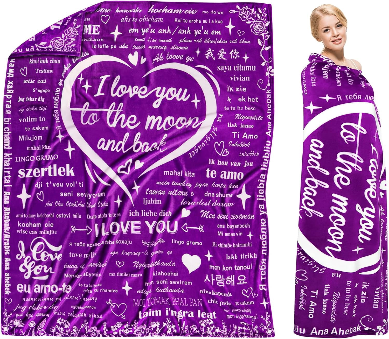 Gifts for Mom Mothers Day from Daughter Son Throw Blanket,100 Language ...