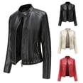 thumbnail image 1 of Gifts for Mom! QATAINLAV Faux Leather Jacket Women Plus Size Windproof Bomber Jacket Ladies Fall Outdoor Long Sleeve Motorcycle Coat with Zipper Pockets Black XL, 1 of 9