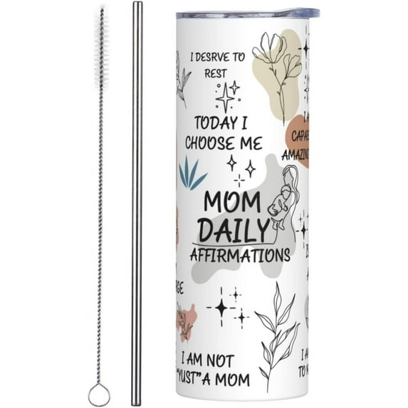 Gifts For Mom from Son Funny Mom Cup Gift Warm Pattern Prints 20 oz Tumbler Insulated Coffee Travel Mug Christmas,Thanksgiving,Birthday,Mother''s Day Gift for Mother(slim model)