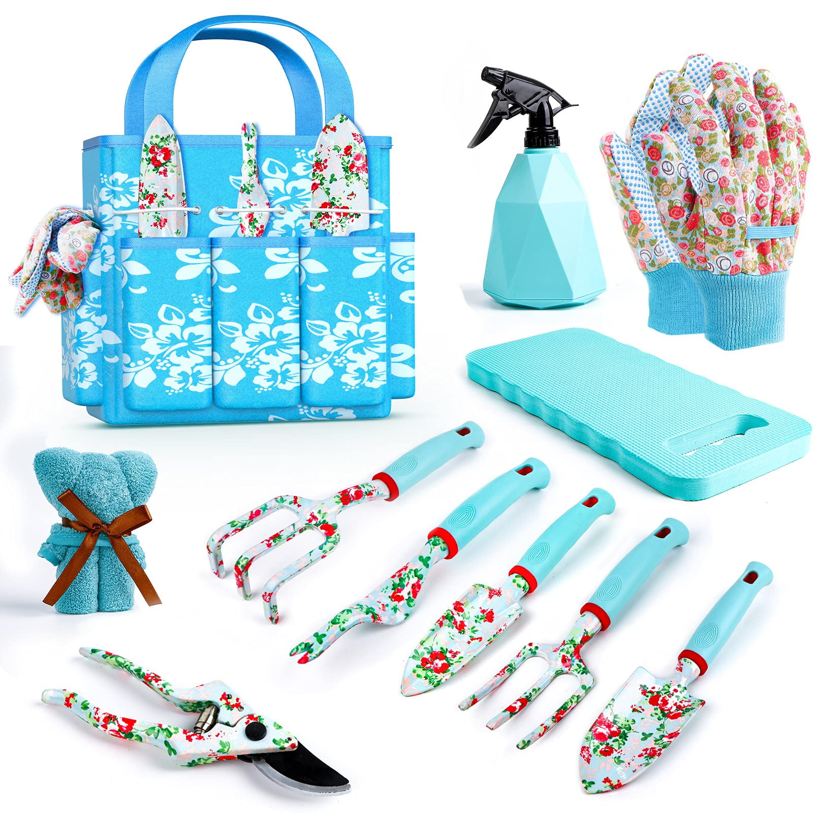Arlmont & Co. Gift For Mom, Ladies Gardening Gift Set, Flower Gardening Tools With Tote Bag, Gift For Girlfriend, Birthday Gift, Gardening Set Ladies Christmas Gift (Blue)