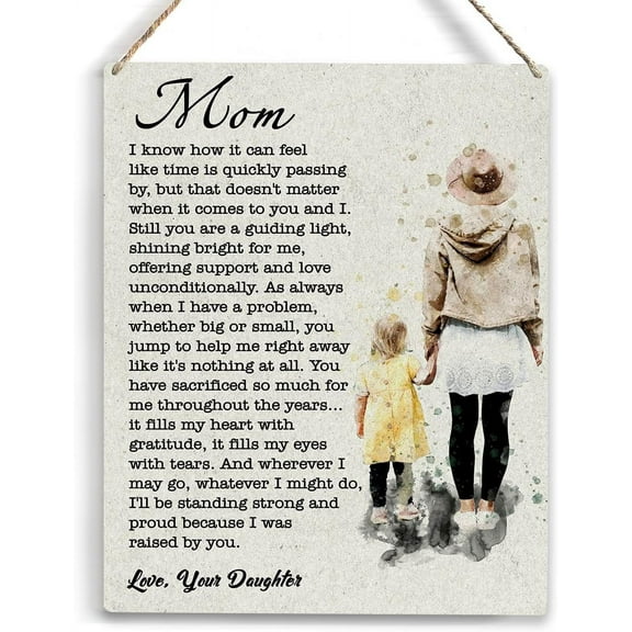 Gifts for Mom Wooden Hanging Sign Thank You Gifts for Women Mother Gifts for Mom from Daughter Birthday Gifts for Mom Mothers Day Gifts Wall Decor Housewarming Gift 8x10 Inch