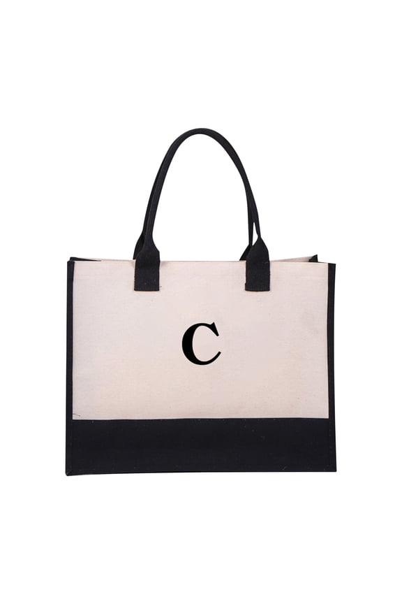 Gifts For Mom friendship gifts Bag for women Teacher Friend Her Coworkers Female Basket for Gifting Personalized Gifts Unique Birthday Gifts Inspirational Gift Canvas Tote Bag Embroidery LetterC