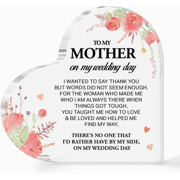 Gifts for Mother of The Bride,Mother of The Bride Gifts from Daughter,Mom Gift Acrylic Heart Keepsake Wedding Gift from Daughter Thank You Wedding Gift A497