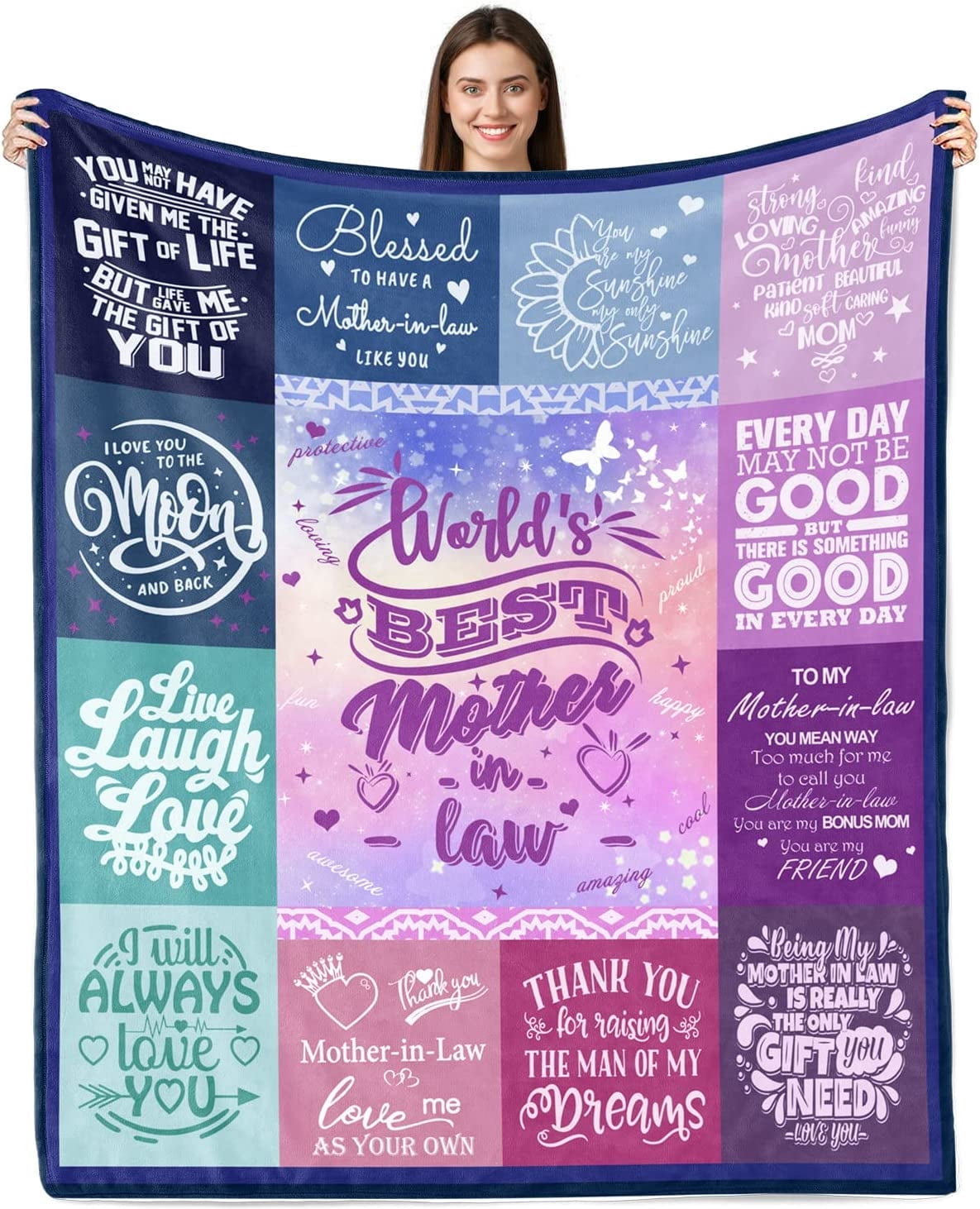 Gifts for Mother-in-Law Blanket 50"x60", Mother-in-Law Birthday Gifts, Mother-in-Law Gifts , Mother-in-Law Gifts from Daughter-in-Law, Best Birthday Gifts for Future Mother-in-Law Throw Blanket