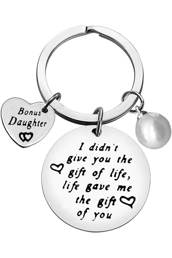 Gifts Mother's Day Gifts Stepdaughter Keychain Keyring Daughter in Law Jewelry Gifts for Stepdaughter for Christmas Birthday Gifts Adoption Gifts from Stepmom Stepdad