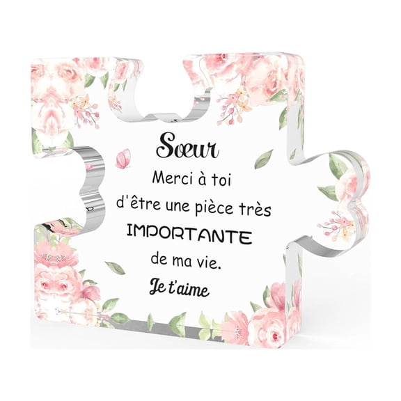 Gifts for Mothers Day - Sister Engraved Acrylic Puzzle Piece with Heartfelt Message - Perfect Sister Birthday, Thanksgiving, Paperweights - Cute Decoration for Home, Office