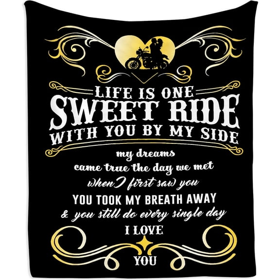 Gifts for Motorcycle Lovers, Birthday Gifts for Men/Women, Gifts for Husband/Wife Blanket 50"x60", Birthday Gifts for Him/Her, Anniversary Wedding Gift Ideas for Couples Sweet Ride Motorcycle