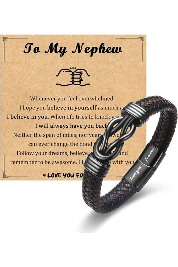 Gifts for New Dad Grandpa Uncle Bonus Son Grandson Brother Nephew Friends, Braided Leather Bracelet, Fathers Day Birthday Valentines Day Christmas Graduation Gifts for Men Boys