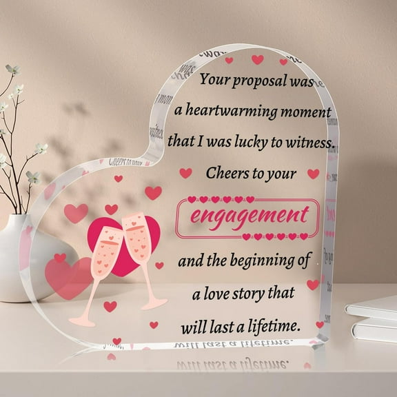Gifts for Newly Engaged Couples, Happy Engagement Gifts, Just Engaged Gifts, Newly Engaged Gifts Heart Acrylic Plaque Engagement Gifts for Him, Bachelorette Party Gifts