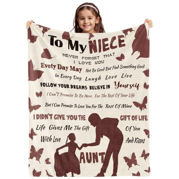 Gifts for Niece from Aunt To My Niece Throw Blanket Best Niece Fleece Flannel Blankets Ultra Soft Best Niece Ever Gifts from Auntie for Kids Teens Girls Women Birthday Graduation Wedding,(40"x50")