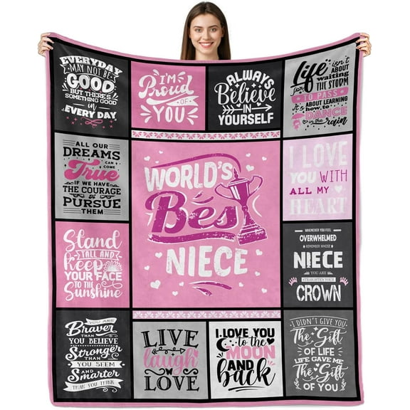 Gifts for Niece Throw Blanket 60"x50", Niece Gifts from Auntie, Niece Birthday Gift, Gifts for Niece from Aunt, Nieces Graduation Gift, Niece Gifts from Uncle Aunt, to My Niece Blanket