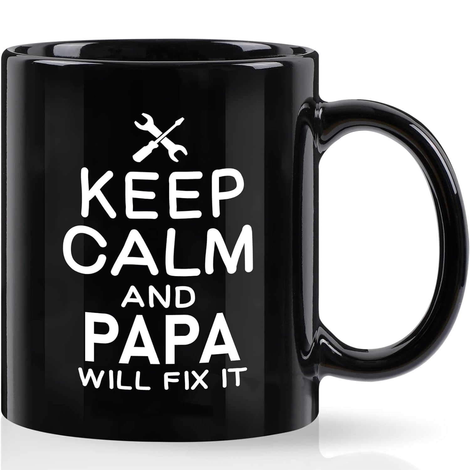 Gifts for Papa - Keep Calm and Papa Will Fix It Mug Gifts, Father's Day Gifts, Christmas Gifts, Birthday Gifts, Dad Coffee Mugs, Futtumy Black 11 fl oz Coffee Mugs Ceramic Mug Tea Cups