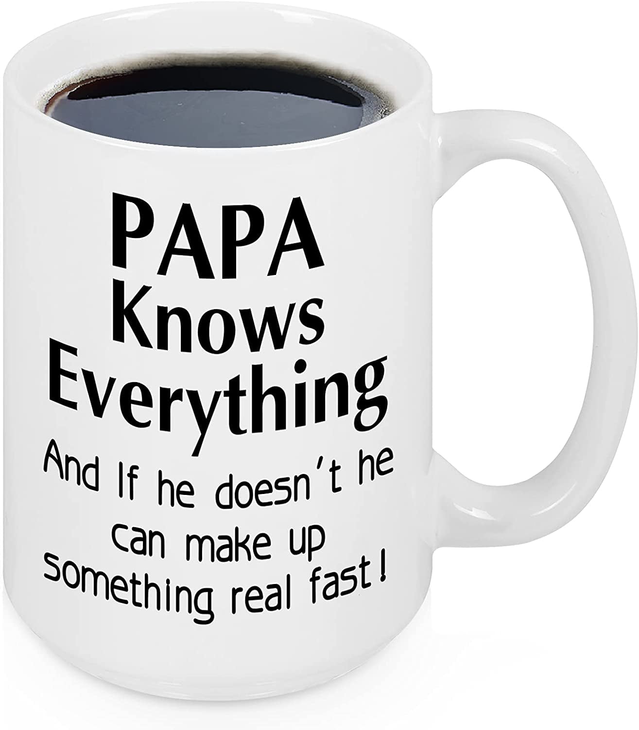 Gifts for Papa - Papa Knows Everything Mugs, Father's Day Gifts, Dad Mugs, Dad Christmas Gifts, Dad Birthday Gifts, Modwnfy White 16 fl oz Coffee Mugs Ceramic Mug Tea Cup