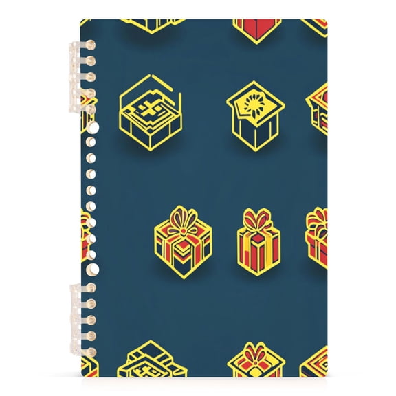 Gifts Pattern A5 8.3x5.7in PP Notebook, Adjustable Rings, 60 Sheets, Diary or Journey Note