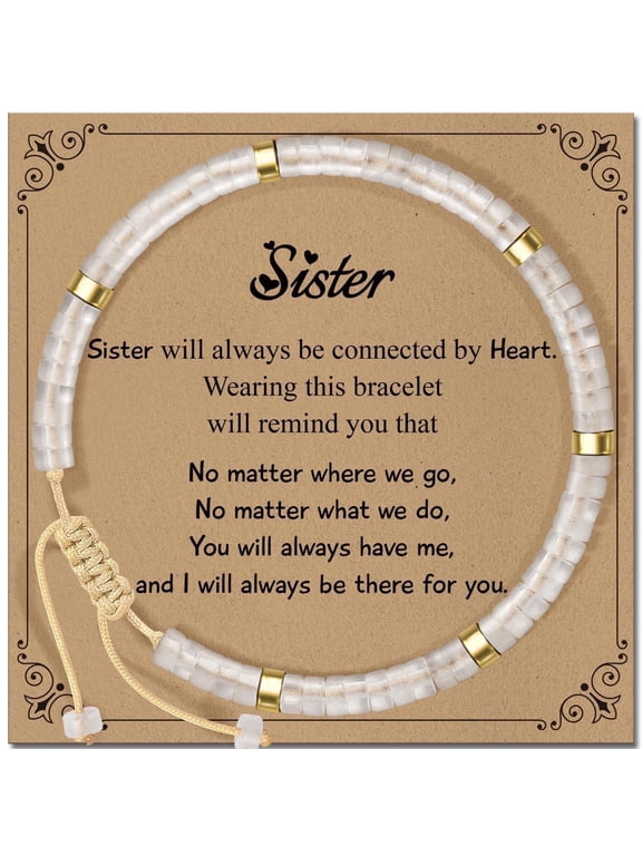 Gifts for Sister Healing Natural Stone Bracelets with Positive Affirmations - Inspirational Gifts Crystal Bracelet - Birthday Get Well Soon Gifts for Sister Friend Bestie
