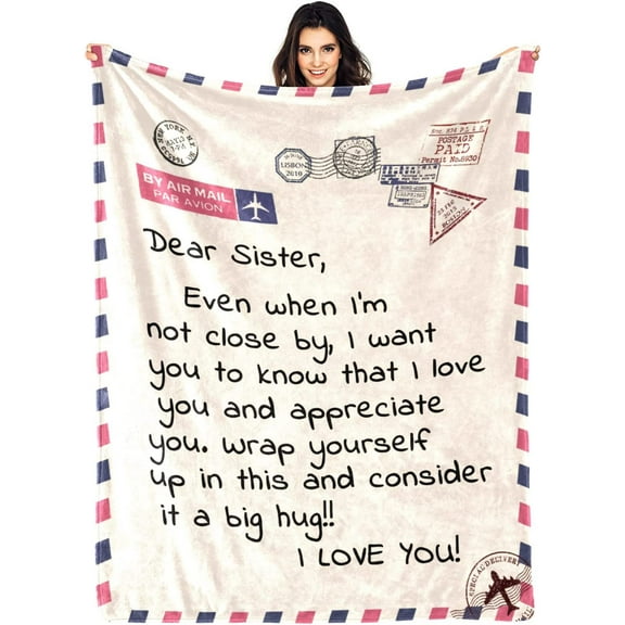 Gifts for Sisters Birthday, Sisters Gifts from Sister, Personalised Soft Lightweight Throw Blanket, Mothers Day Christmas Blanket Gift for Sister, I Love You Sister Blanket 50" x 40"