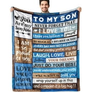 Gifts for Son, Blanket 60"X 50" Son Gifts from Mom Dad, to My Son Gifts Fleece Soft Throw Blankets, Birthday Wedding Graduation Gifts Ideas for Adult Son (Blue,