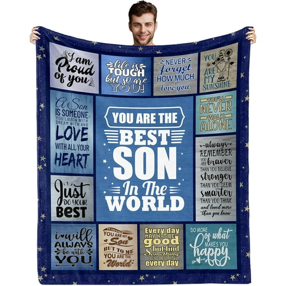Gifts for Son Blanket 60"X 50", Son Gifts from Mom, to My Son Birthday Gifts from Mom Dad, Adult Son Gift Ideas, Christmas Graduation Gifts for Grown Son, Son Throw Blanket from Mom
