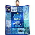 thumbnail image 1 of Gifts for Son Blanket, Son Gifts from Mom Dad, Birthday Gifts for Son, Adult son gift ideas, Best Son Ever Gifts, Christmas Graduation Gifts for Son, Grown Son Gifts for Boys Blanket 50"x60", 1 of 6