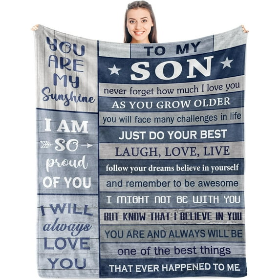 Gifts for Son, Son Blanket Gifts from Mom/Dad, Adult Son Gift Ideas, Birthday Gift for Son from Mom, Wedding/Graduation Gifts for Son Adult, Fleece Blanket Fuzzy Soft 50" x 60"