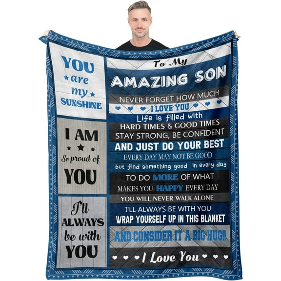 Gifts for Son, Son Gifts Blanket, Son Gifts from Mom, Adult Son Gift Ideas, Gift for Son, Boy Birthday Graduation Gifts for Grown Son, to My Son Birthday Gifts from Mom Dad, the Son Blanket 60"X 50"