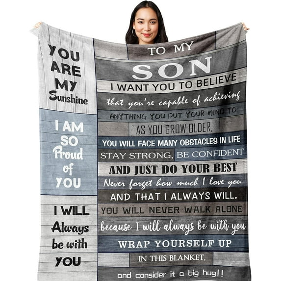 Gifts for Son,Son Gifts from Mom/Dad,Son Gifts,College Graduation Gifts for a Son,Son Birthday Gifts, Gifts for Grown Son,Son Gift for Birthday Wedding Valentine Graduation Blanket 60X50in