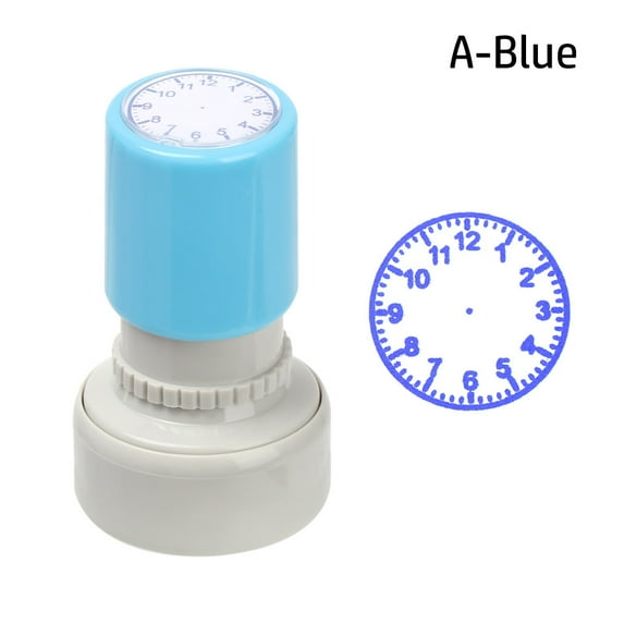 Gifts Stamps Teaching Aids Kids Toy Student Teaching Tools Clock Stamp Clock Dial Learning Recognition BLUE A