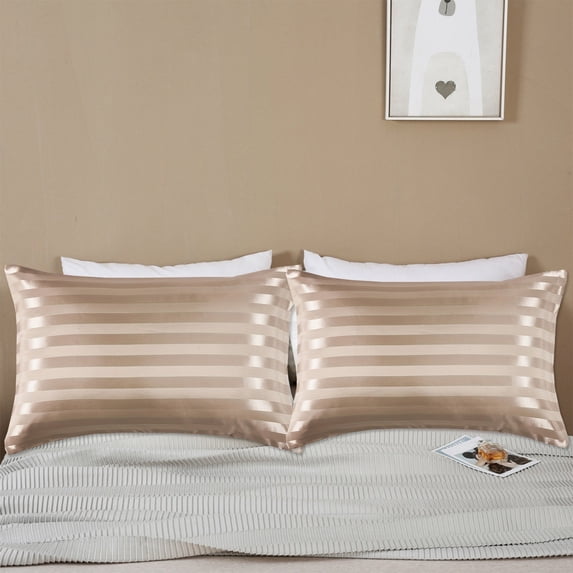 Gifts TTJ 2-Pack Satin Emulation Pillowcases 20x26 in Smooth Hair And Skin Friendly Pillow Covers Zipper Closure Luxury Sleep Beauty Pillow Shams Hotel Quality