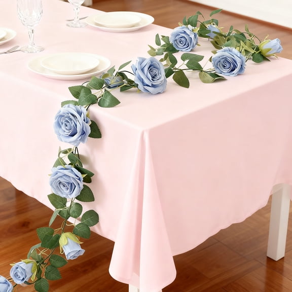 Gifts TTJ Floral Garland Artificial Rose Silk Flower Vines Plastic Flower Rattan Decorative Faux Rose Vine for Wedding Arch Table Runner Balcony Staircase Fence Home Decor Garland