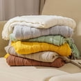 thumbnail image 1 of Gifts TTJ Fringed Knitted Sofa Blanket 69x50 in Soft Cozy Throw Blanket Lightweight Warm Decorative Woven Fringe Edge For Couch Bed Office Nap All-Season Blanket, 1 of 7