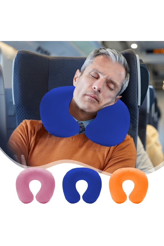 Gifts TTJ Inflatable PVC Travel Neck Pillow U-Shaped Short Coat Soft Air-Fill Outdoor Camping Flight Memory-Free Support Portable Headrest Comfortable Lightweight, Travel Pillow