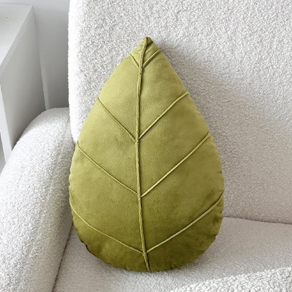 Gifts TTJ Leaf-Shaped Pillow Green Tropical Decorative Cushion For Sofa Office Bedroom Leaf Motif Plush Accent Throw Pillow Nature Inspired Home Decor