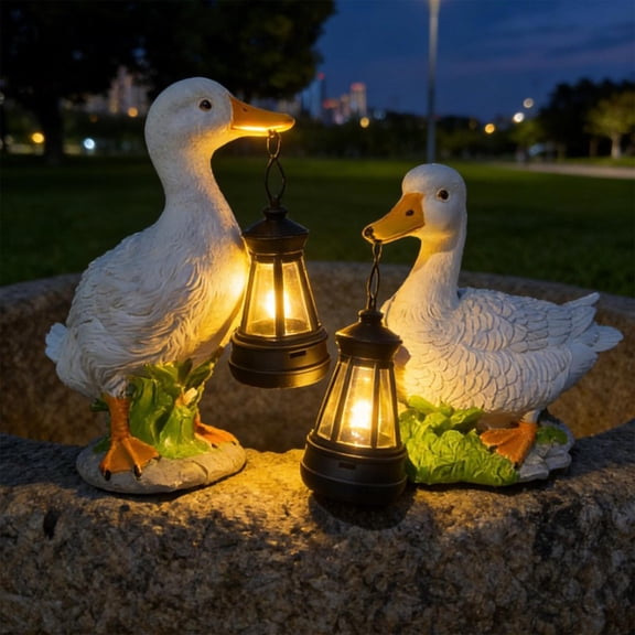 Gifts TTJ Solar Garden Duck Path Light Waterproof Solar-Powered Lawn Ornament Resin Duck With LED Night Light Decorative Patio Yard Accent Outdoor Solar Lighting