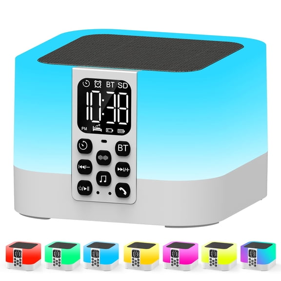 Gifts for Teen Boys Girls, Night Light Bluetooth Speaker, Multi-Color Changing Alarm Clock for Bedrooms, Dimmable Bedside Lamp, Best Birthday Gift Trendy Stuff for 8 - 14+ Years Old Teenage Girls Boy