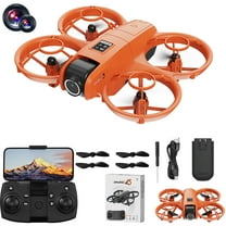 Gifts for Teenage Boys 16-18 - Drone with Camera and Cool Light Remote Control Toys Gifts for Boys with Altitude Hold Headless Mode Start Speed Adjustment, Orange, One Size