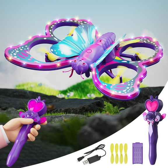 Gifts for Teenage Boys 16-18 - Drone for Kids Mini Drones Quadcopter Indoor Outside Remote Control Drone Toy with LED Lights Altitude Hold Headless Drone for Beginners Boys Girls, Purple, One Size