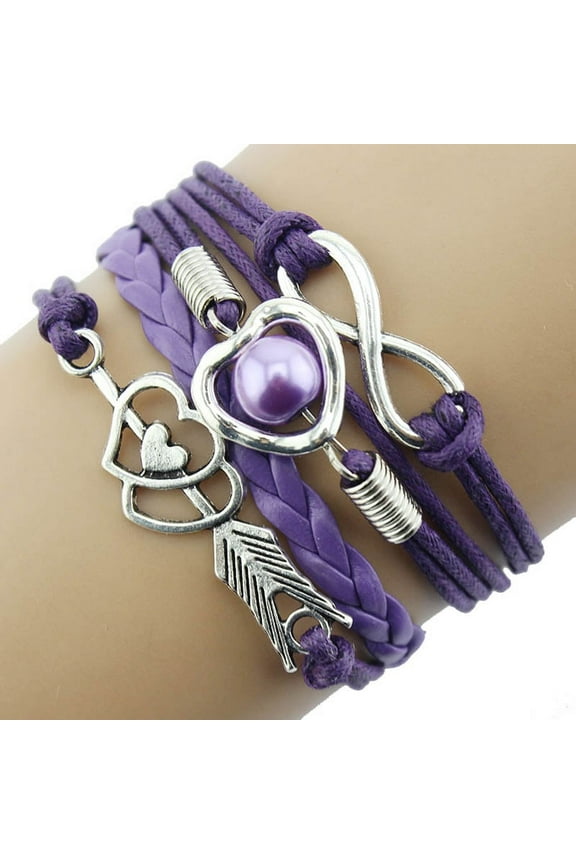 Gifts for Teenage Girls,Friendship Gifts for Women,Bracelets for Women & Girl, Friendship Leather Bracelets Gift,Handmade Love Jewelry for Teen Girl,Heart Pearl Friendship Antique(Purple)