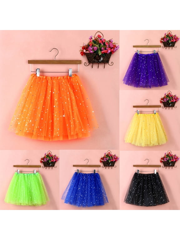 Gifts USSUMA Pleated Gauze Short Skirt Layered Tulle Mini Puff Hem Star-Embellished Dance Skirt Elastic Waist Lined Performance Costume For Parties Ballet And Photo Shoots