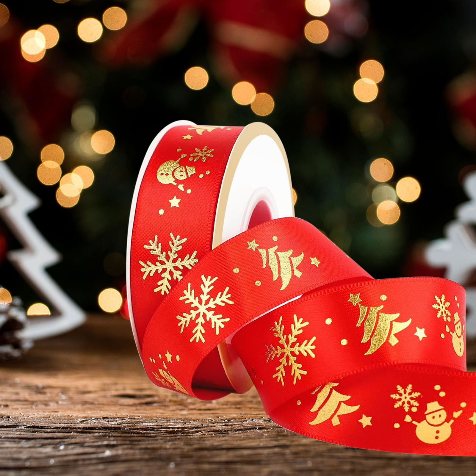 Gifts Under $5 Caoblia Christmas Ribbon 1 inch 24 Yards Gold Holiday ...